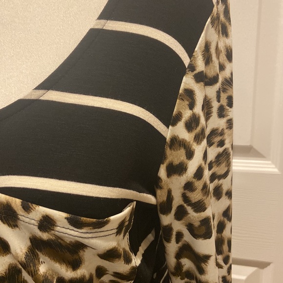 CY fashion, black and cream, striped with leopard print sleeves and pocket - Picture 3 of 4